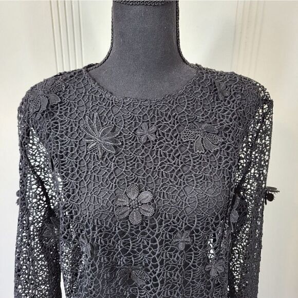 WHY DRESS Black Lace Top With Flowers - Picture 14 of 14